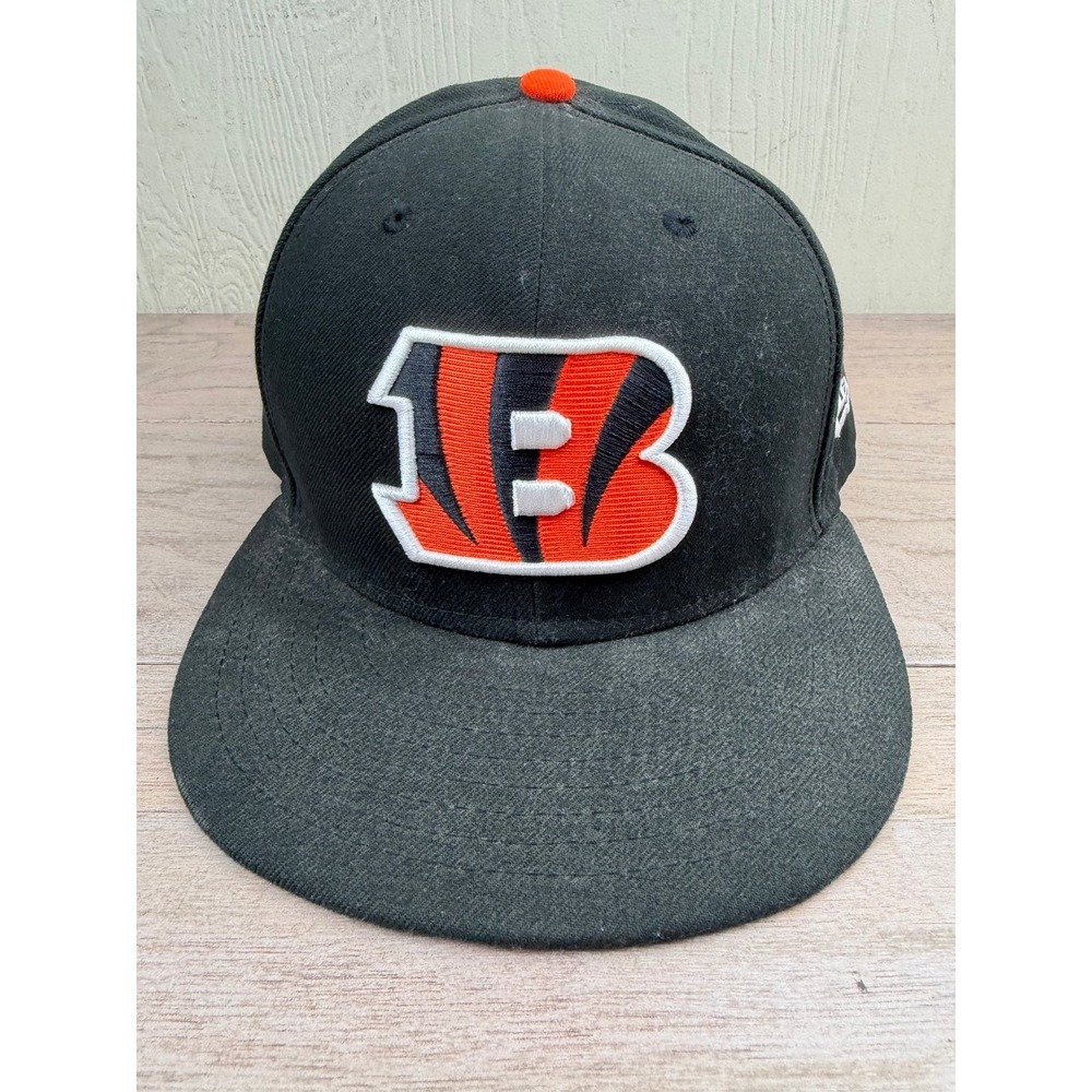 Cincinnati Bengals Hat New Era 59FIFTY Fitted Men's 7 5/8 Black Orange NFL